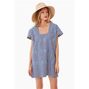 Tuckernuck Sullivan Embroidered Canvas Caftan Dress  M Resortwear